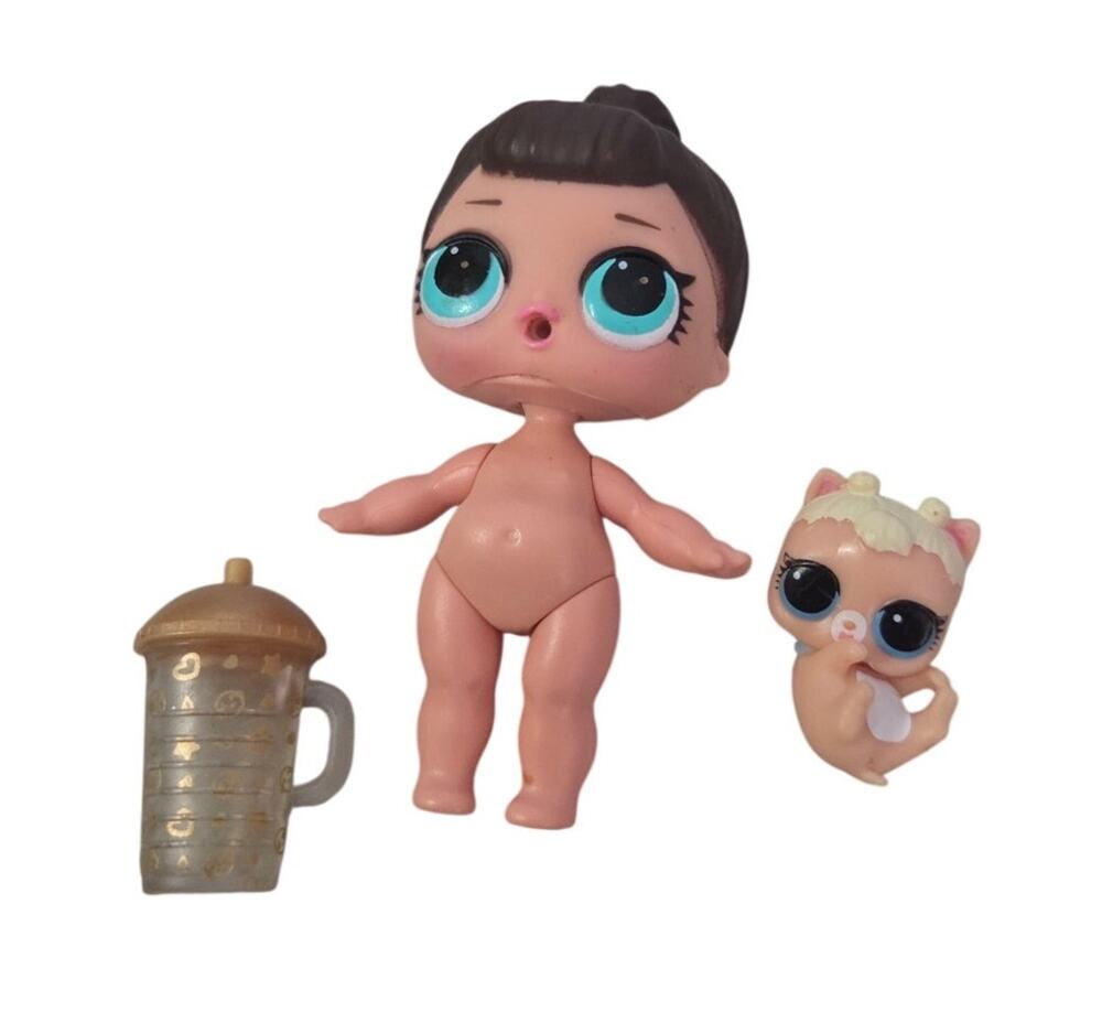 Lot 3 LOL Surprise Bare Pet Meow Blue Eyed Doll Brown Hair Bottle